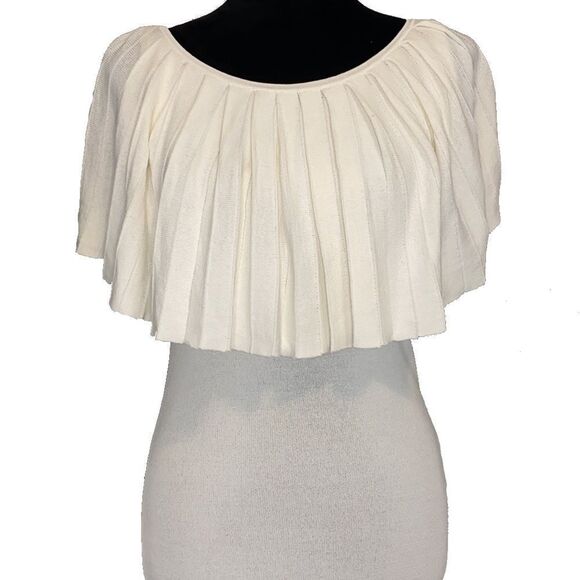 A Pea in the Pod Maternity Ivory Cream Pleated Collar Stretchy Blouse Size Small - Picture 1 of 7